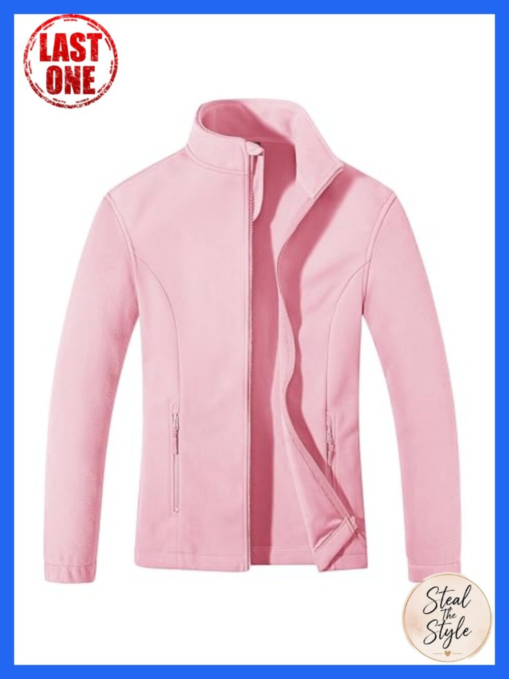 Fleece Jacket Zip Up Coat Lightweight Soft Warm Long Sleeve with Pockets